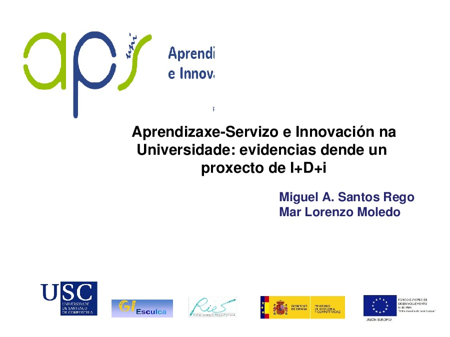 Aprendizaxe-servizo e innovación na universidade: evidencias dende un proxecto de I+D+i